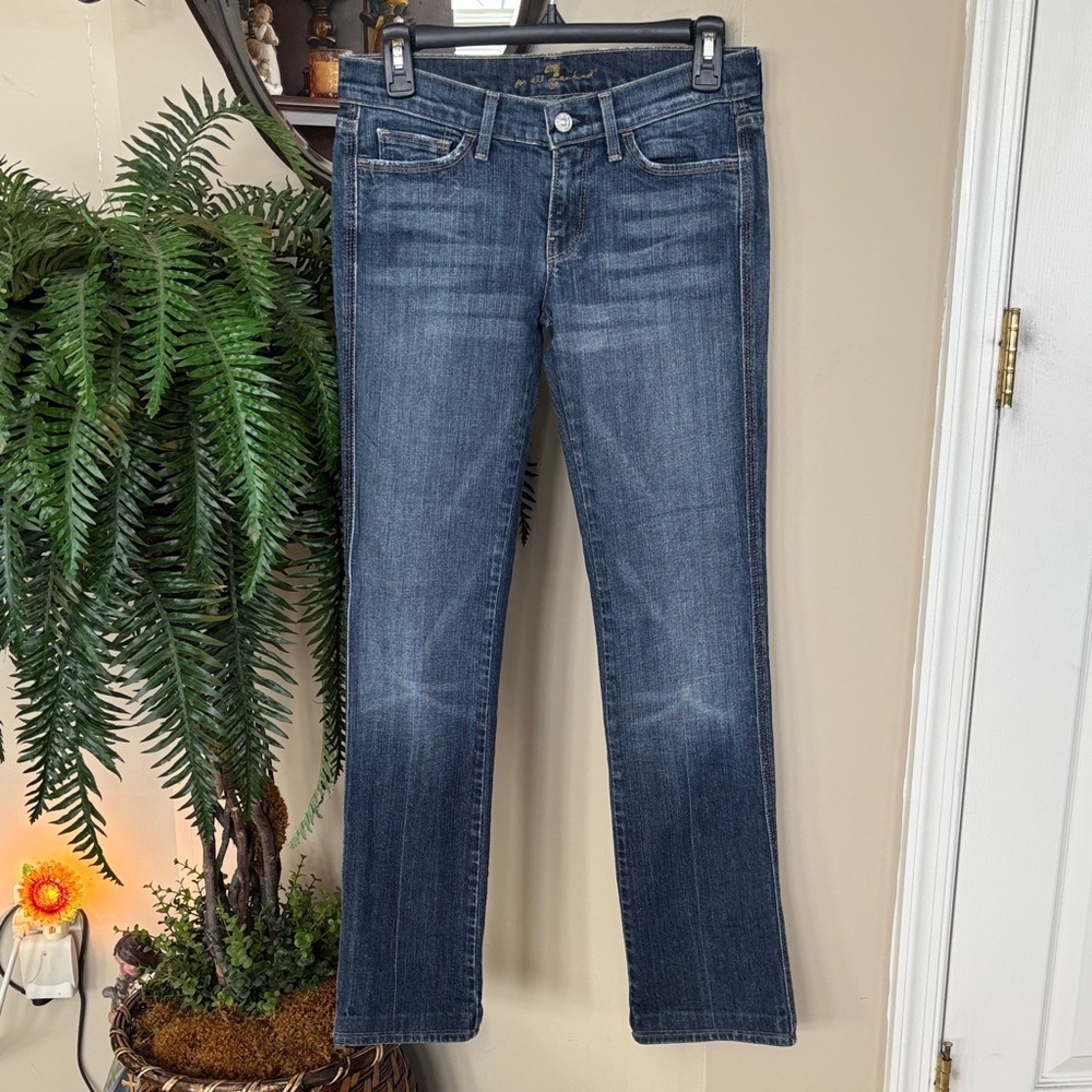 7 for All Mankind Bootcut Denim Jeans Medium Wash Embellished Embroidered Back